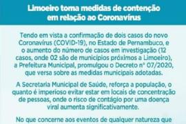 Prefeitura de Limoeiro promulga lei para contenção do coronavírus Prefeitura de Limoeiro promulga lei para contenção do coronavírus