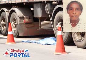 Ela tentou atravessar por baixo da carreta